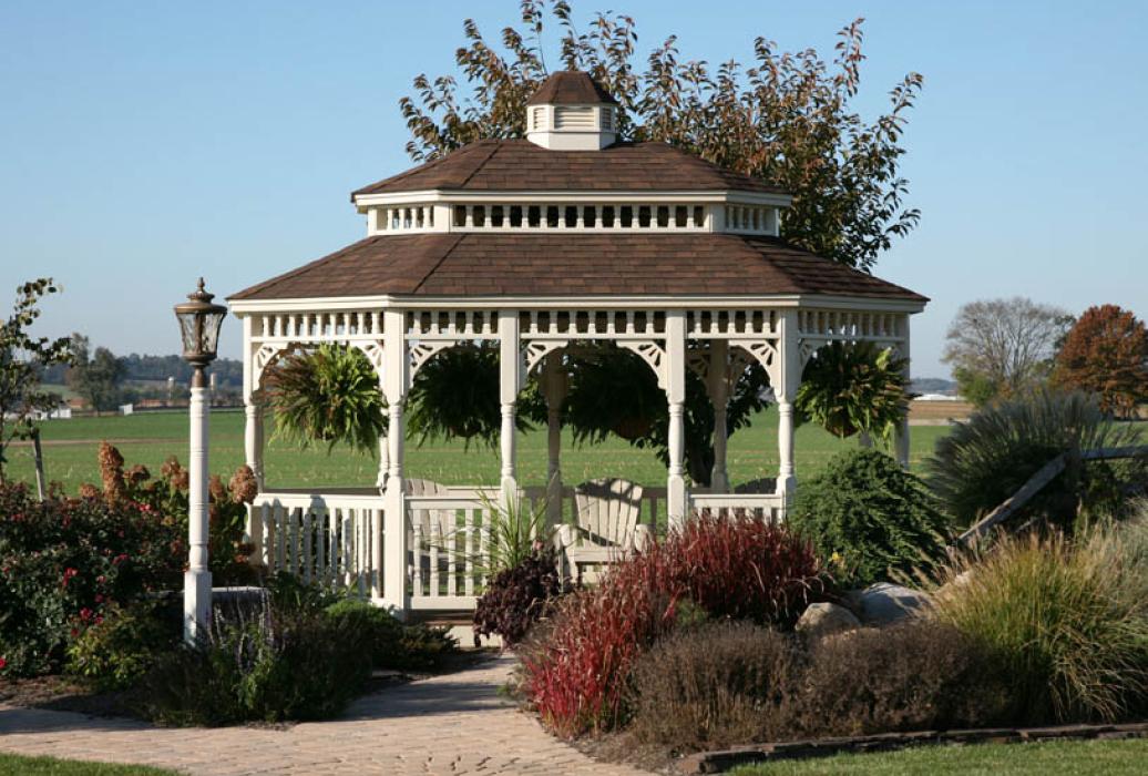 Vinyl Victorian Oval Gazebo w/ Double Roof Lancaster County Barns
